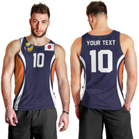Custom Japan Volleyball Men Tank Top Sporty Style Navy Color