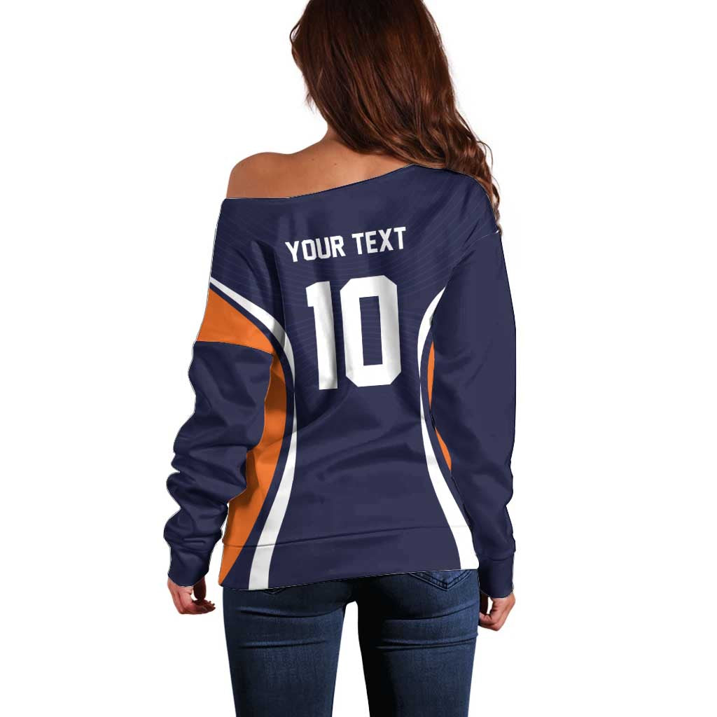 Custom Japan Volleyball Off Shoulder Sweater Sporty Style Navy Color