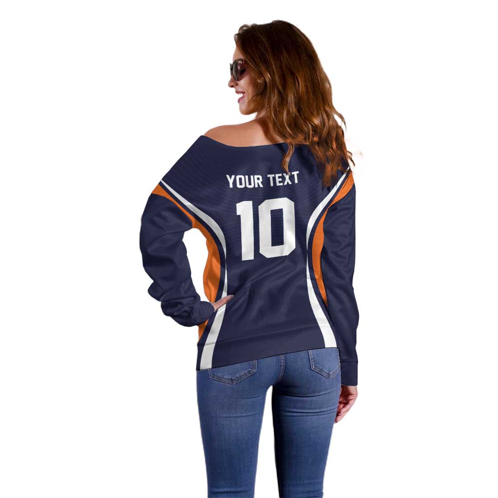 Custom Japan Volleyball Off Shoulder Sweater Sporty Style Navy Color