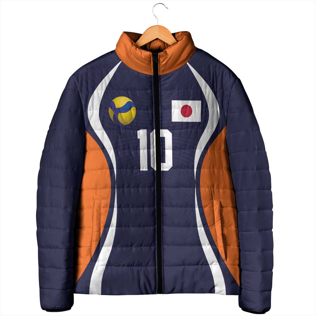 Custom Japan Volleyball Padded Jacket Sporty Style Navy Color
