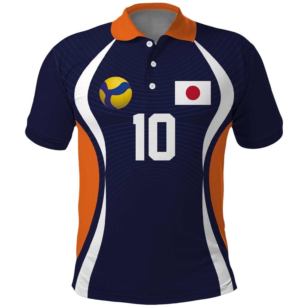 Custom Japan Volleyball Polo Shirt Sporty Style Navy Color