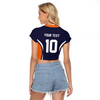 Custom Japan Volleyball Raglan Cropped T Shirt Sporty Style Navy Color