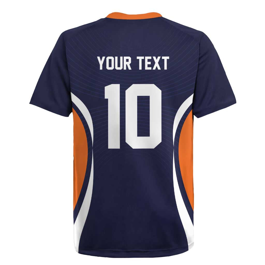 Custom Japan Volleyball Rugby Jersey Sporty Style Navy Color