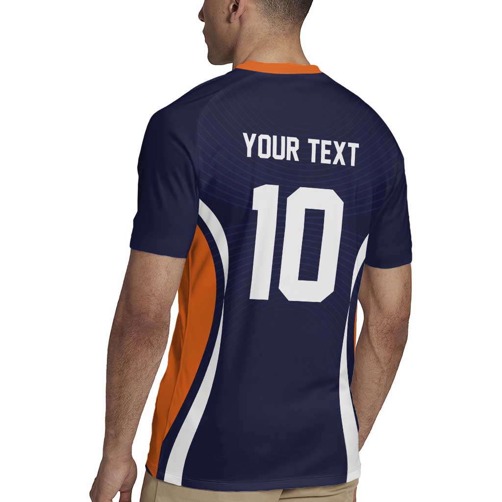 Custom Japan Volleyball Rugby Jersey Sporty Style Navy Color