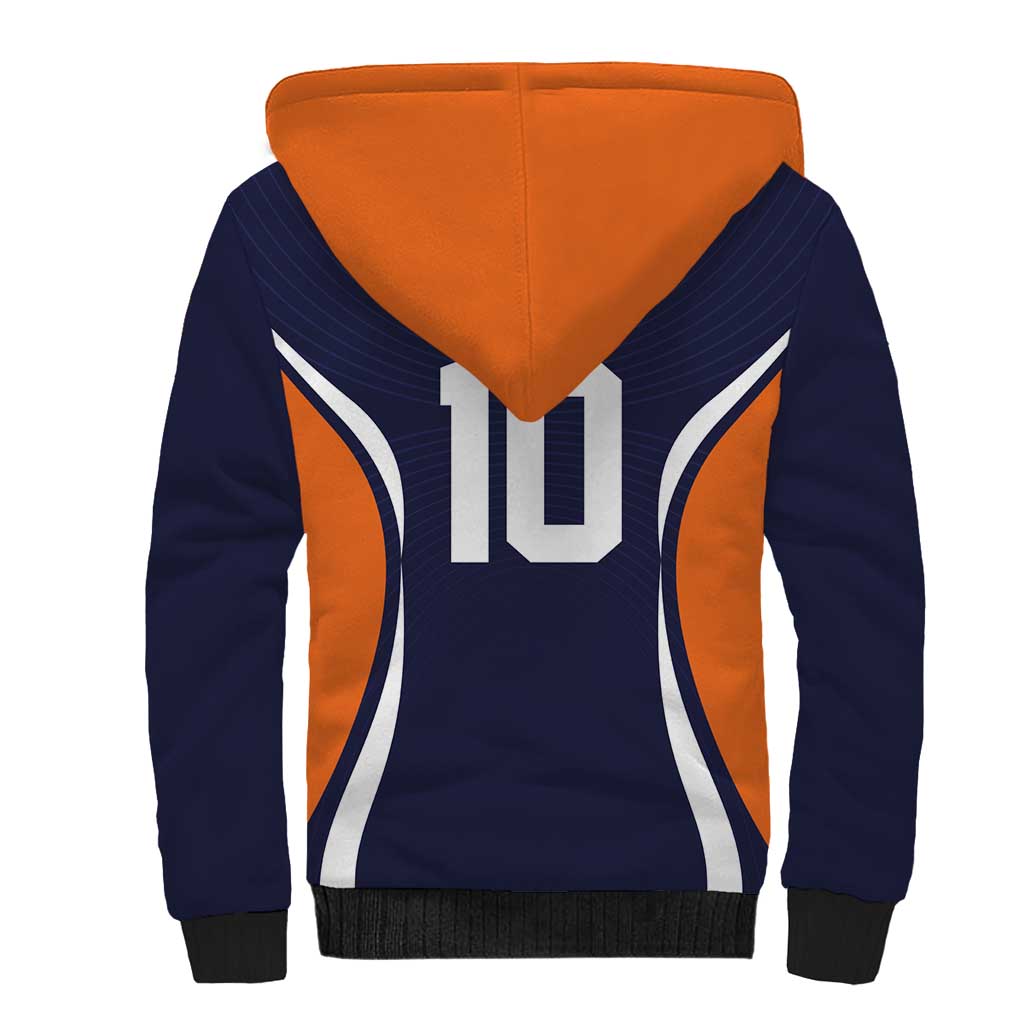 Custom Japan Volleyball Sherpa Hoodie Sporty Style Navy Color