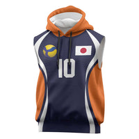 Custom Japan Volleyball Sleeveless Hoodie Sporty Style Navy Color