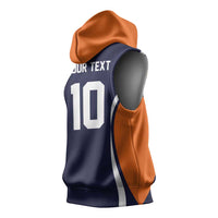 Custom Japan Volleyball Sleeveless Hoodie Sporty Style Navy Color