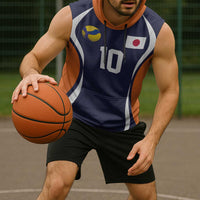 Custom Japan Volleyball Sleeveless Hoodie Sporty Style Navy Color