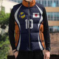 Custom Japan Volleyball Sleeveless Puffer Jacket Sporty Style Navy Color