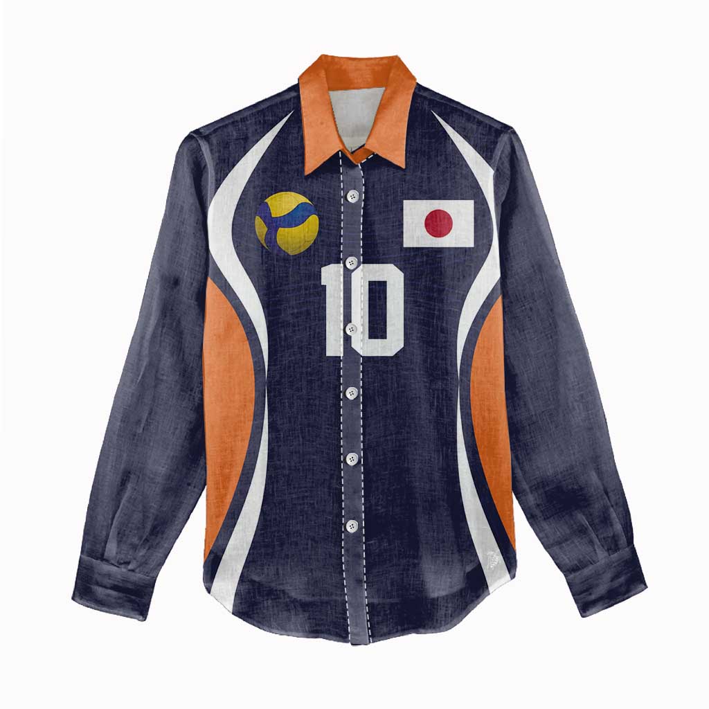 Custom Japan Volleyball Women Casual Shirt Sporty Style Navy Color