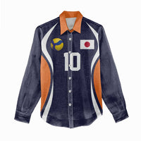 Custom Japan Volleyball Women Casual Shirt Sporty Style Navy Color