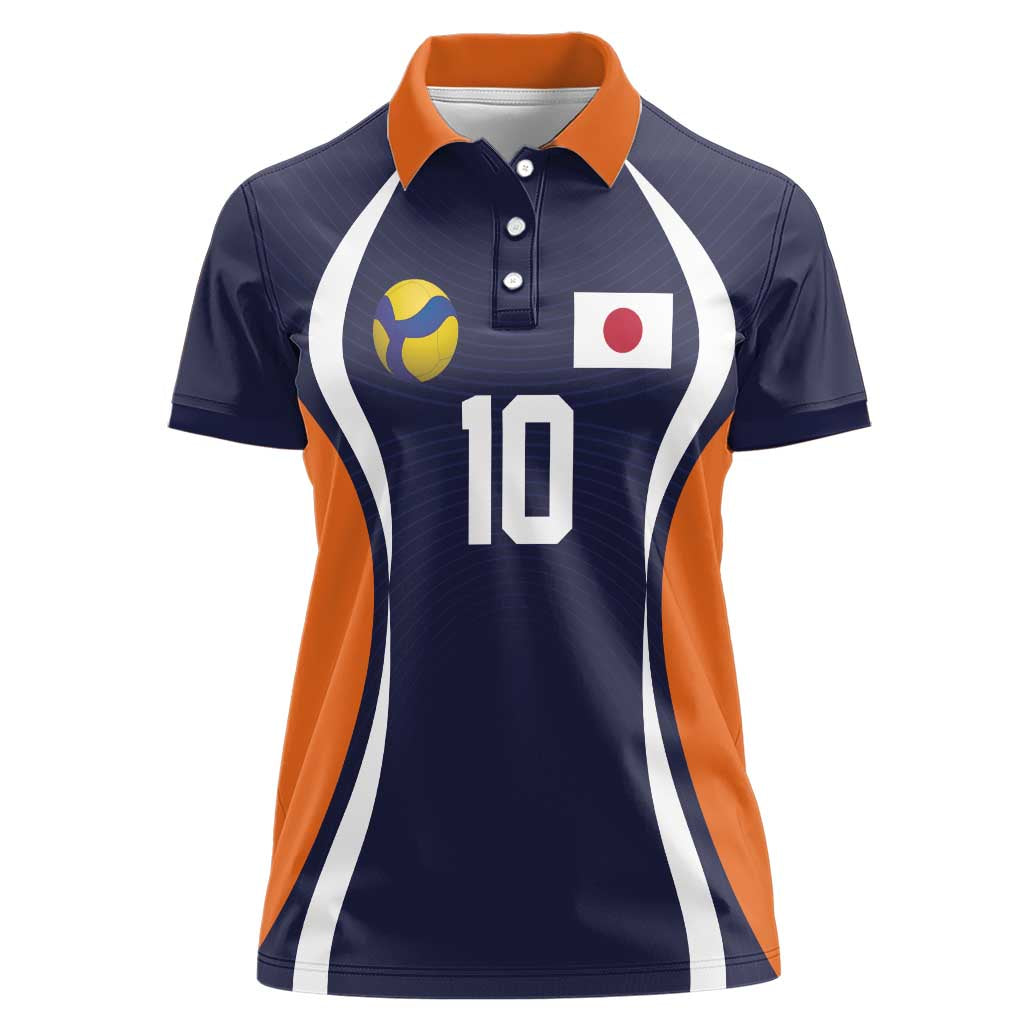 Custom Japan Volleyball Women Polo Shirt Sporty Style Navy Color