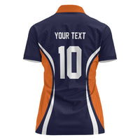 Custom Japan Volleyball Women Polo Shirt Sporty Style Navy Color