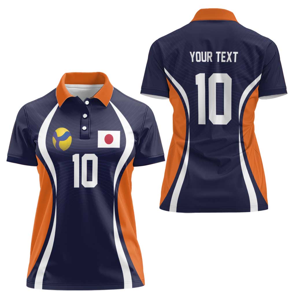 Custom Japan Volleyball Women Polo Shirt Sporty Style Navy Color