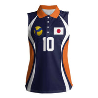 Custom Japan Volleyball Women Sleeveless Polo Shirt Sporty Style Navy Color