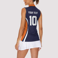Custom Japan Volleyball Women Sleeveless Polo Shirt Sporty Style Navy Color