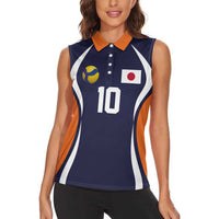 Custom Japan Volleyball Women Sleeveless Polo Shirt Sporty Style Navy Color