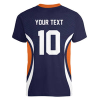 Custom Japan Volleyball Women V-Neck T-Shirt Sporty Style Navy Color