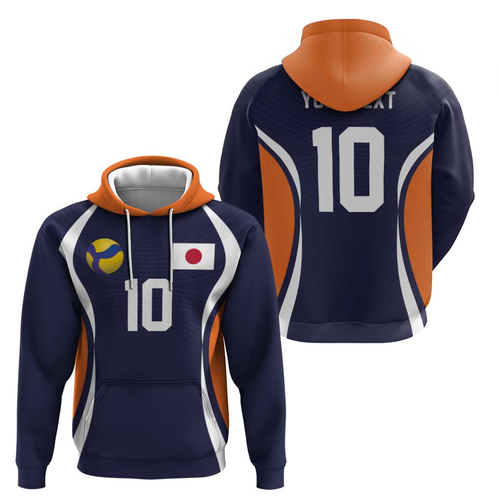 Custom Japan Volleyball Zip Hoodie Sporty Style Navy Color