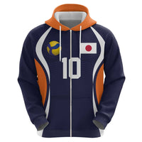 Custom Japan Volleyball Zip Hoodie Sporty Style Navy Color