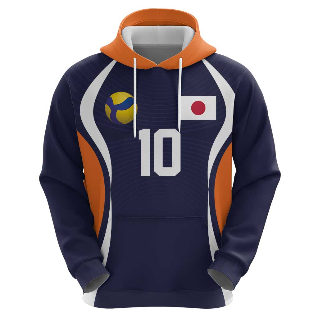 Custom Japan Volleyball Zip Hoodie Sporty Style Navy Color