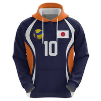 Custom Japan Volleyball Zip Hoodie Sporty Style Navy Color