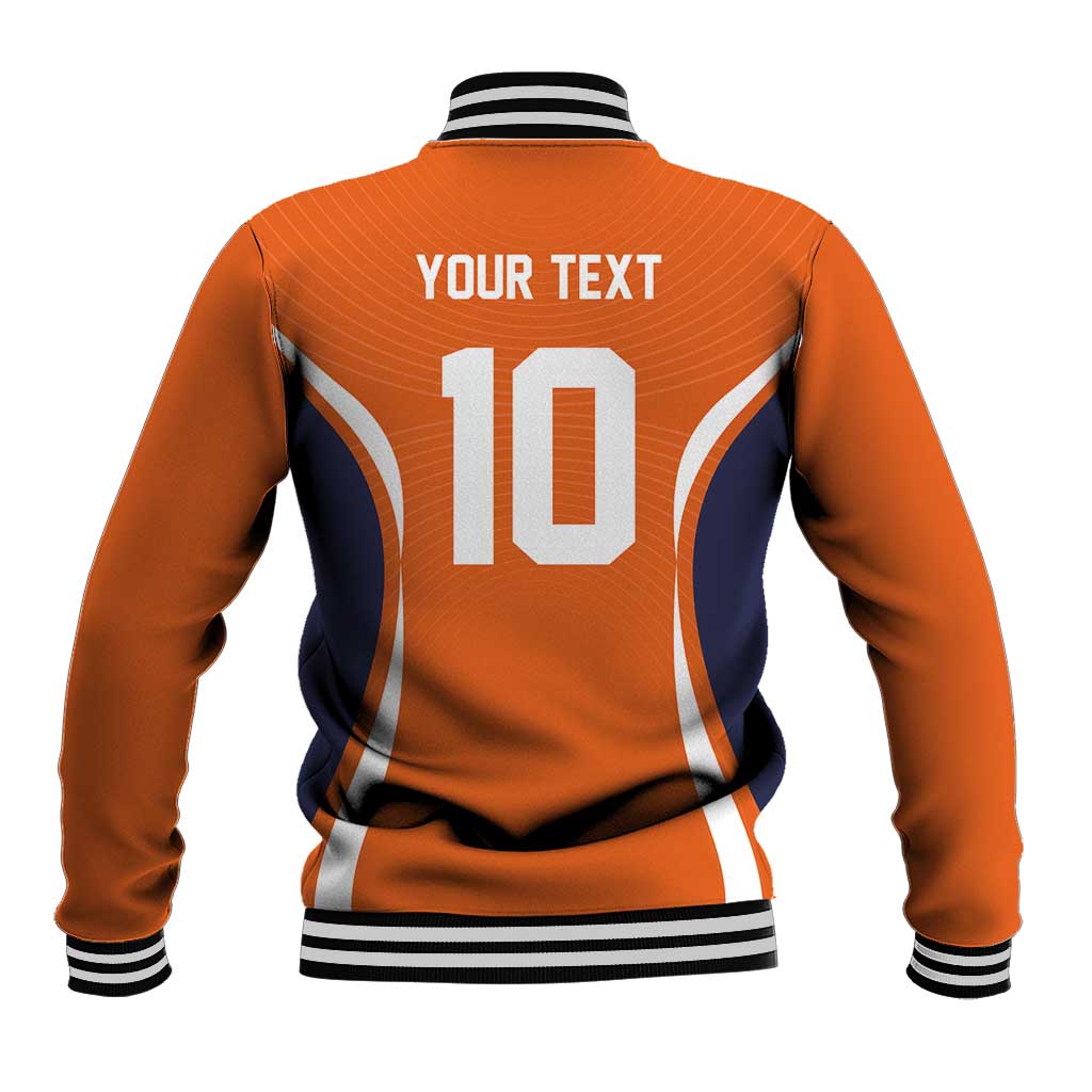 Custom Japan Volleyball Baseball Jacket Sporty Style Orange Color