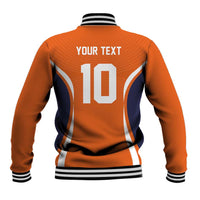 Custom Japan Volleyball Baseball Jacket Sporty Style Orange Color