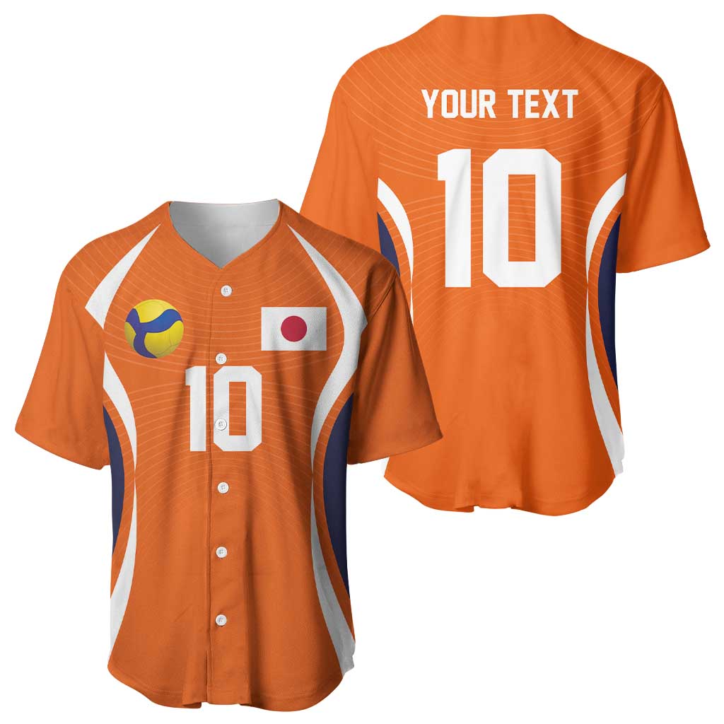 Custom Japan Volleyball Baseball Jersey Sporty Style Orange Color