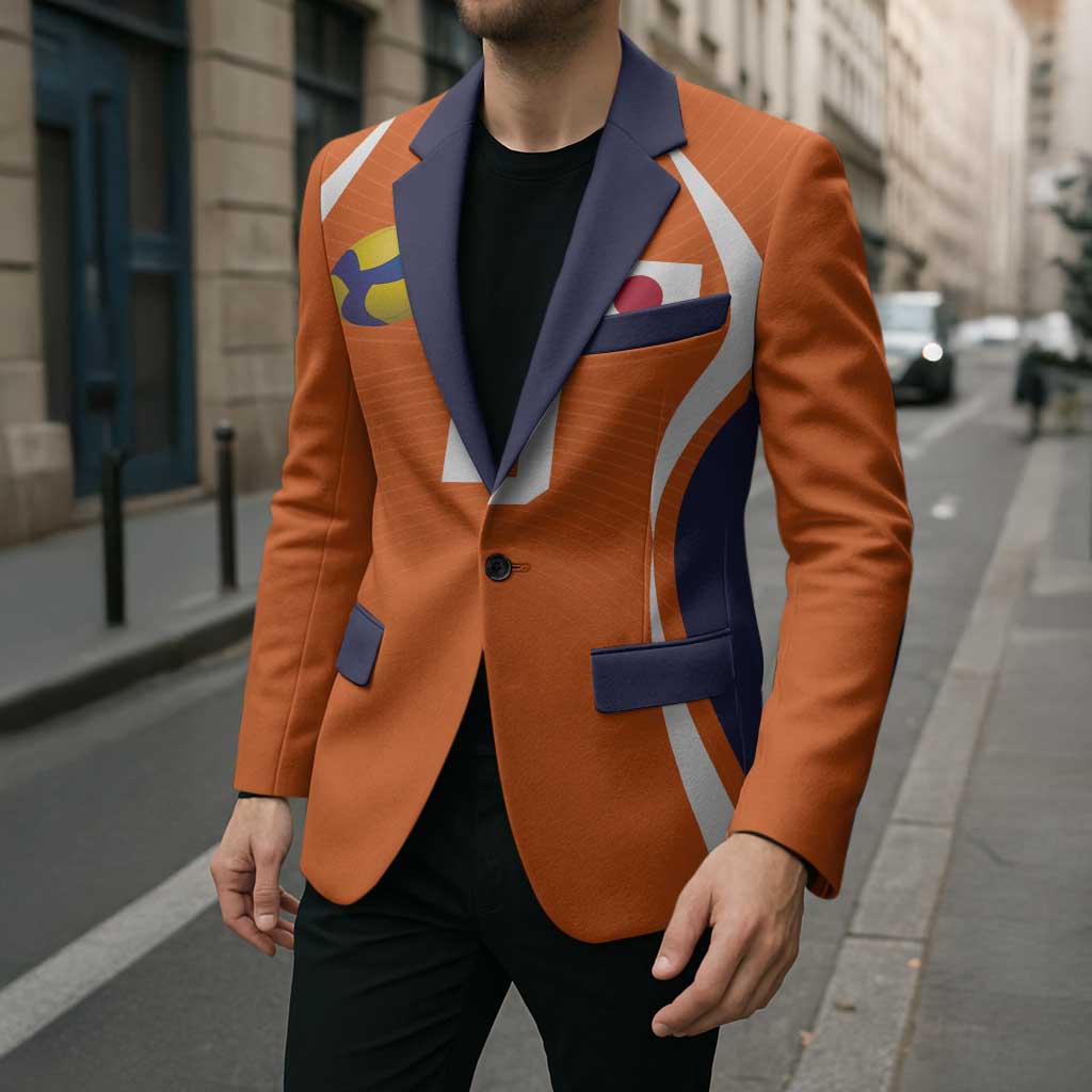 Custom Japan Volleyball Blazer Sporty Style Orange Color