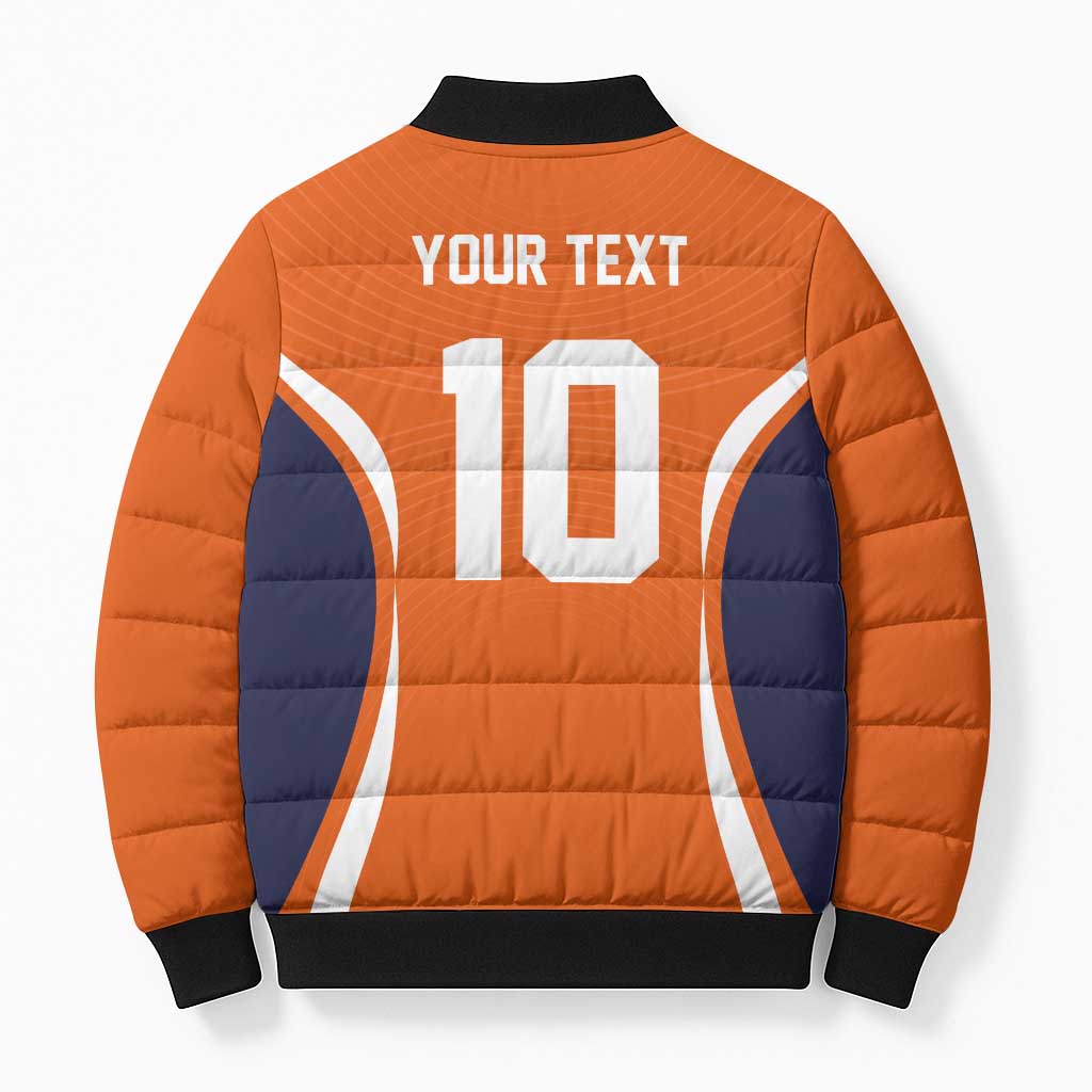 Custom Japan Volleyball Bomber Puffer Jacket Sporty Style Orange Color