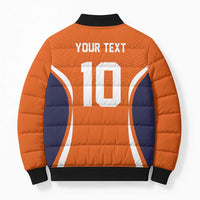 Custom Japan Volleyball Bomber Puffer Jacket Sporty Style Orange Color
