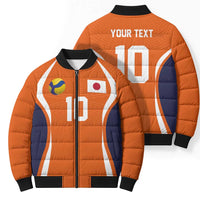 Custom Japan Volleyball Bomber Puffer Jacket Sporty Style Orange Color