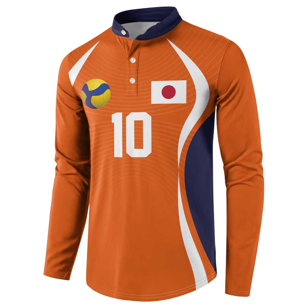 Custom Japan Volleyball Button Sweatshirt Sporty Style Orange Color