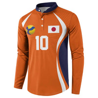 Custom Japan Volleyball Button Sweatshirt Sporty Style Orange Color