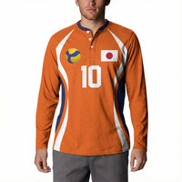 Custom Japan Volleyball Button Sweatshirt Sporty Style Orange Color