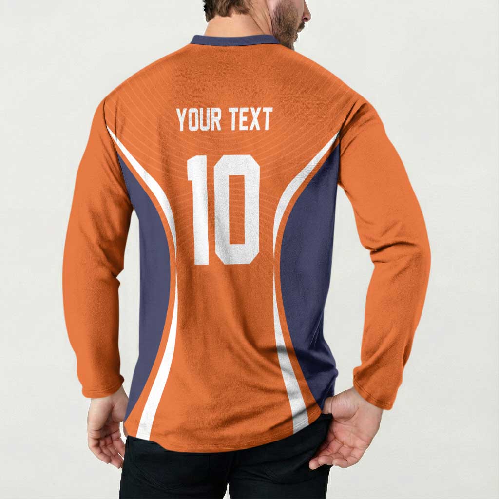 Custom Japan Volleyball Button Sweatshirt Sporty Style Orange Color