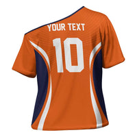 Custom Japan Volleyball Cross Shoulder Shirt Sporty Style Orange Color