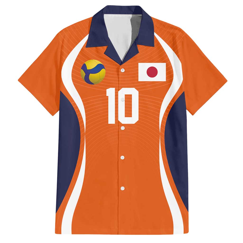 Custom Japan Volleyball Hawaiian Shirt Sporty Style Orange Color