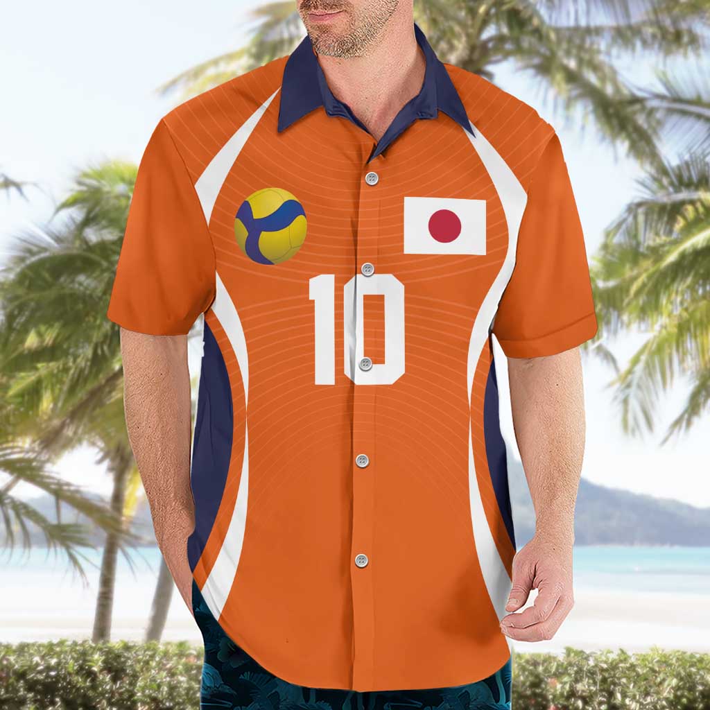 Custom Japan Volleyball Hawaiian Shirt Sporty Style Orange Color