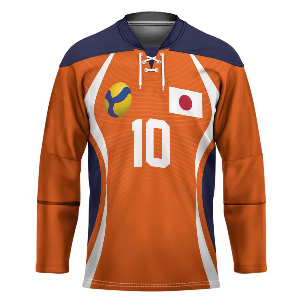 Custom Japan Volleyball Hockey Jersey Sporty Style Orange Color