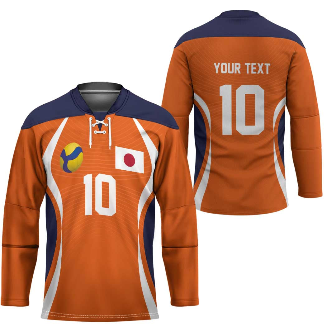 Custom Japan Volleyball Hockey Jersey Sporty Style Orange Color