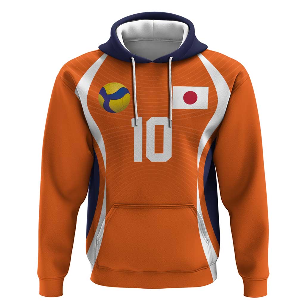 Custom Japan Volleyball Hoodie Sporty Style Orange Color