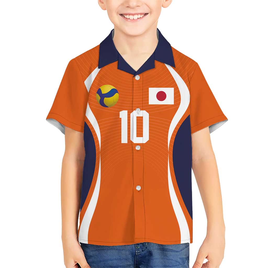 Custom Japan Volleyball Kid Hawaiian Shirt Sporty Style Orange Color