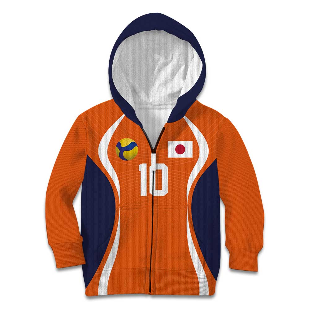Custom Japan Volleyball Kid Hoodie Sporty Style Orange Color