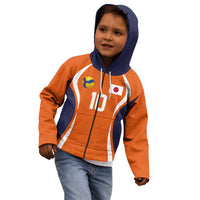 Custom Japan Volleyball Kid Hoodie Sporty Style Orange Color