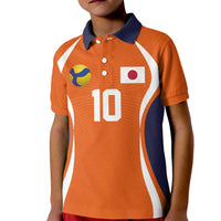 Custom Japan Volleyball Kid Polo Shirt Sporty Style Orange Color