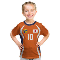 Custom Japan Volleyball Kid T Shirt Sporty Style Orange Color