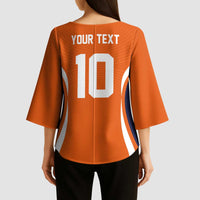 Custom Japan Volleyball Kimono Sleeve Blouse Sporty Style Orange Color