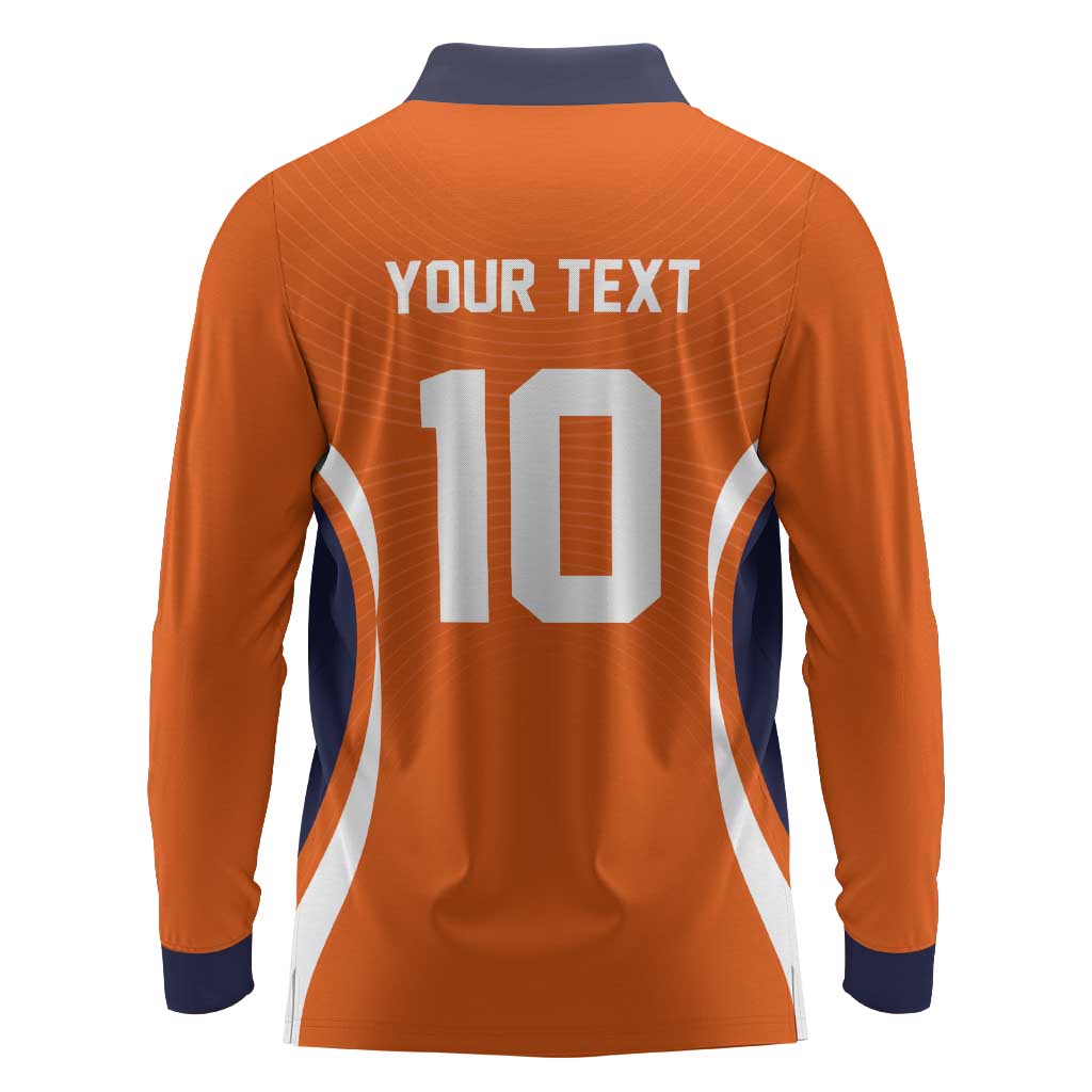 Custom Japan Volleyball Long Sleeve Polo Shirt Sporty Style Orange Color